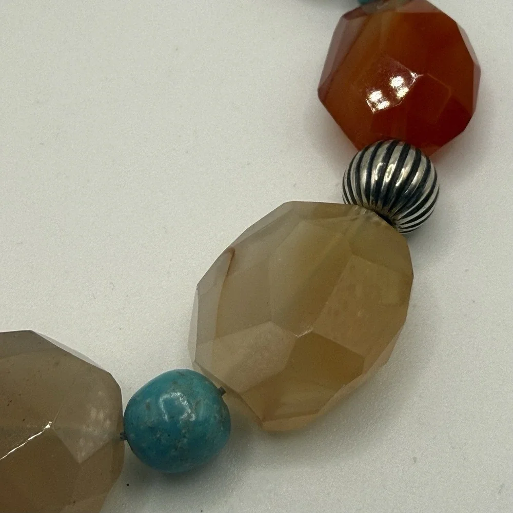 Carolyn Pollack Bracelet Sterling Silver Faceted Gemstone Adj 6.75 to 7.5